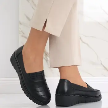 Pantofi dama casual Negri din Piele Ecologica Rasima imagine