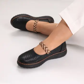 Pantofi dama casual Negri din Piele Ecologica Rimana imagine