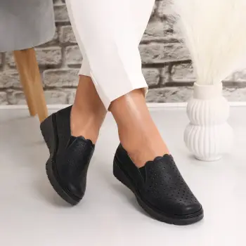 Pantofi dama casual Negri din Piele Ecologica Rujaina imagine