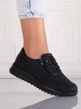 Pantofi dama Casual Negri din Piele Ecologica Savira imagine