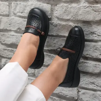Pantofi dama casual Negri din Piele Ecologica Suhana imagine
