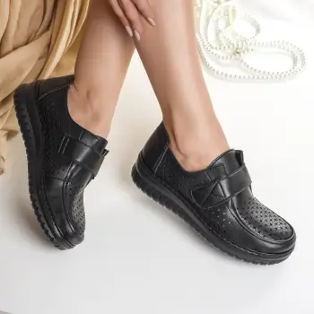 Pantofi dama casual negri din piele ecologica tani imagine