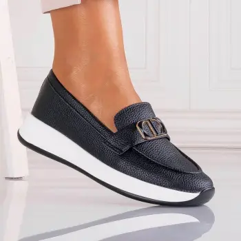 Pantofi dama Casual Negri din Piele Ecologica Ulmira imagine
