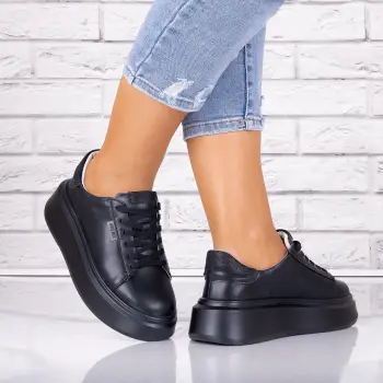 Pantofi dama casual Negri din Piele Naturala Arselia imagine