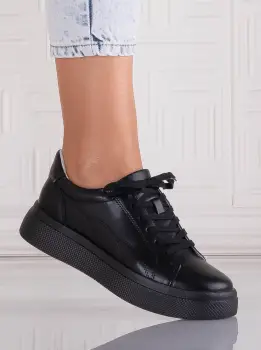 Pantofi dama casual Negri din Piele Naturala Carisna imagine