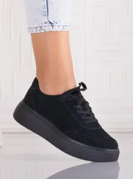 Pantofi dama casual Negri din Piele Naturala Intoarsa Adiza imagine