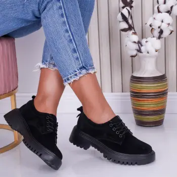 Pantofi dama casual Negri din Piele Naturala Intoarsa Ivonne imagine