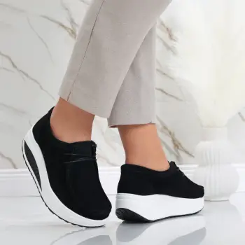 Pantofi dama casual Negri din Piele Naturala Intoarsa Oscara imagine