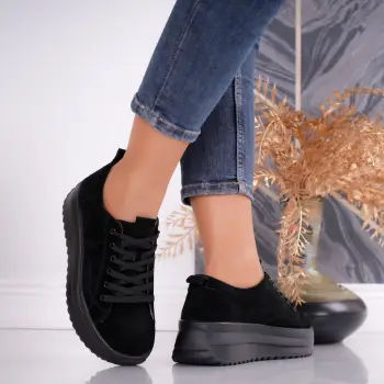 Pantofi dama casual Negri din Piele Naturala intoarsa Shula imagine