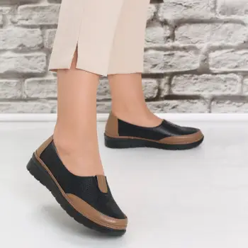 Pantofi dama casual Negri/maro din Piele Ecologica Molica imagine