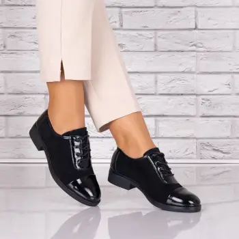 Pantofi dama casual Negri piele ecologica Intoarsa Maisie Torrenia imagine