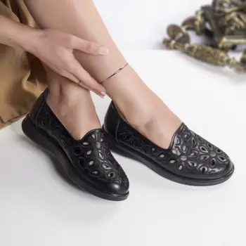 Pantofi dama casual negri piele ecologica poilo imagine