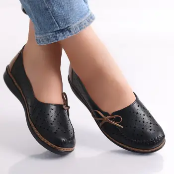Pantofi dama casual Negru/Kaki din Piele Ecologica Norte imagine
