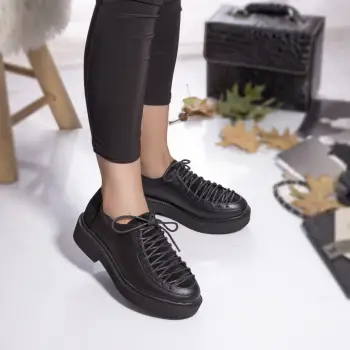 Pantofi dama casual piele ecologica intoarsa brooklyn negru imagine