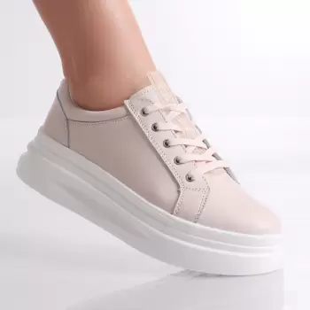 Pantofi dama casual Roz din Piele Naturala Evoya imagine