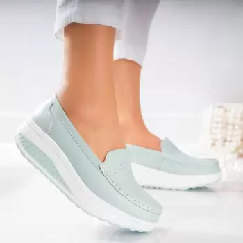 Pantofi dama casual Turcoaz piele naturala nancy imagine