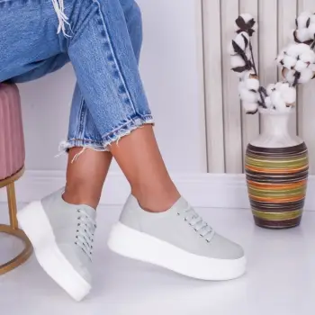 Pantofi dama casual Verde Menta din Piele Naturala Bria imagine