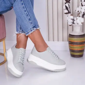 Pantofi dama casual Verde Menta din Piele Naturala Dya imagine