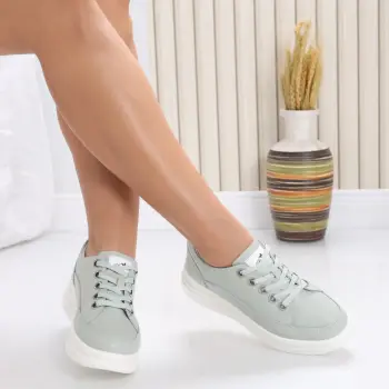 Pantofi dama casual Verde Menta din Piele Naturala Hory imagine