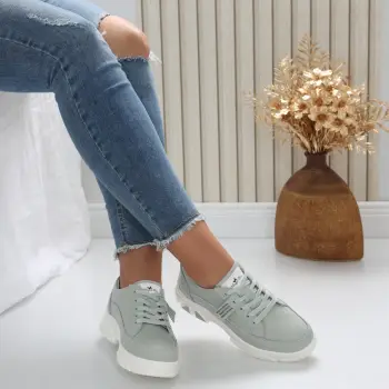 Pantofi dama casual Verde Menta din Piele Naturala Mika imagine