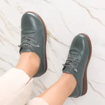 Pantofi dama casual Verzi din Piele Naturala Samiana imagine