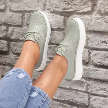 Pantofi dama casual Verzi din Piele Naturala Yalina imagine