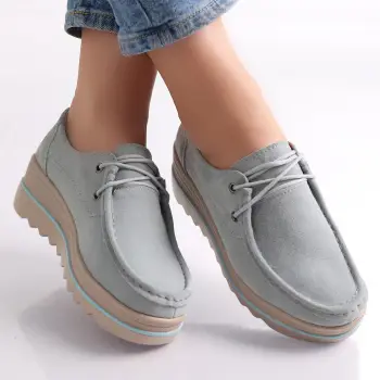 Pantofi dama cu platforma Albastri din Piele Naturala Intoarsa Calvi imagine