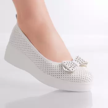 Pantofi Dama cu Platforma Albi din Piele Ecologica Yolina imagine