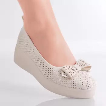 Pantofi Dama cu Platforma Bej din Piele Ecologica Yolina imagine
