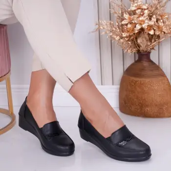 Pantofi dama cu platforma Negri din Piele Ecologica Coco imagine