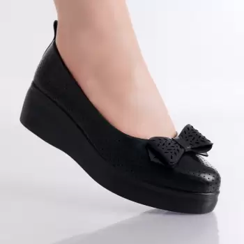 Pantofi Dama cu Platforma Negri din Piele Ecologica Yolina imagine