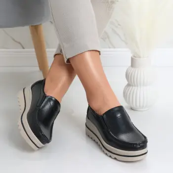 Pantofi dama cu platforma Negri din Piele Naturala Gabrena imagine