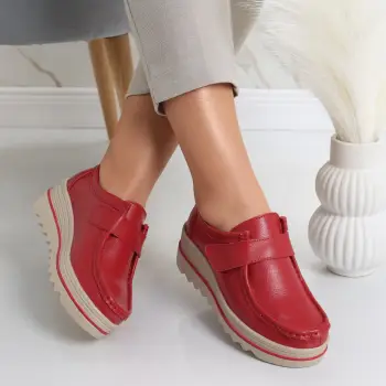 Pantofi dama cu platforma Rosii din Piele Naturala Anera imagine
