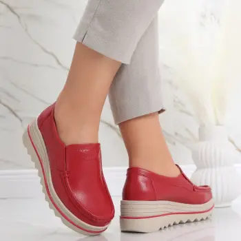Pantofi dama cu platforma Rosii din Piele Naturala Gabrena imagine