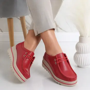 Pantofi dama cu platforma Rosii din Piele Naturala Jasya imagine
