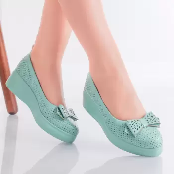 Pantofi Dama cu Platforma Verzi din Piele Ecologica Yolina imagine