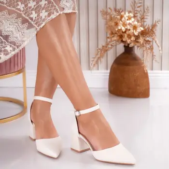Pantofi dama cu toc Bej din Textil Desea imagine