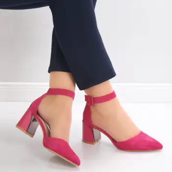 Pantofi dama cu toc Fucsia din Piele Ecologica Intoarsa Ananda imagine