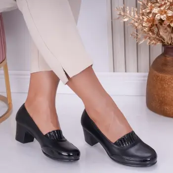 Pantofi dama cu toc Negri din Piele Ecologica Dell imagine