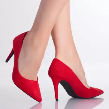 Pantofi dama cu toc Rosii din Piele Ecologica Larina imagine