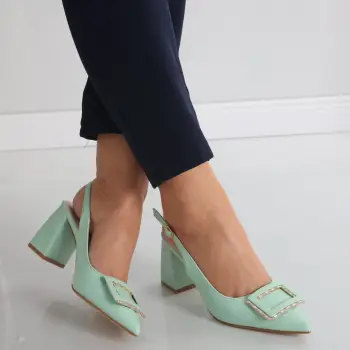 Pantofi dama cu toc Verzi din Piele Ecologica Naja imagine