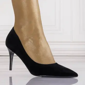 Pantofi dama Negri din Piele Ecologica Intoarsa Casilas imagine