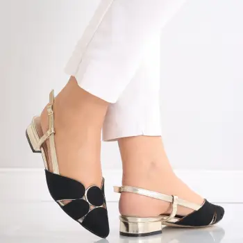 Pantofi dama Negri din Piele Ecologica Intoarsa Meltona imagine