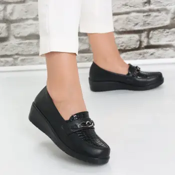 Pantofi dama Negri din Piele Ecologica lacuita Diba imagine