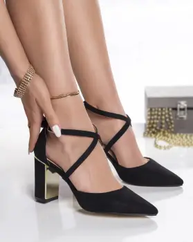 Pantofi dama negri piele eco intoarsa ainur imagine