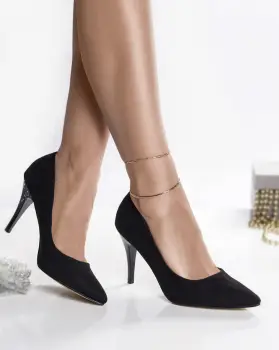 Pantofi dama negri piele eco intoarsa rogin imagine