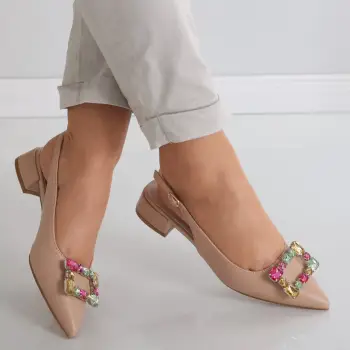 Pantofi dama Nude din Piele Ecologica Enver imagine