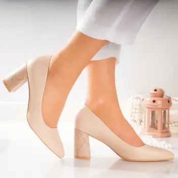 Pantofi dama Nude piele ecologica luzan imagine