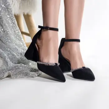 Pantofi dama piele eco intoarsa negru roya imagine