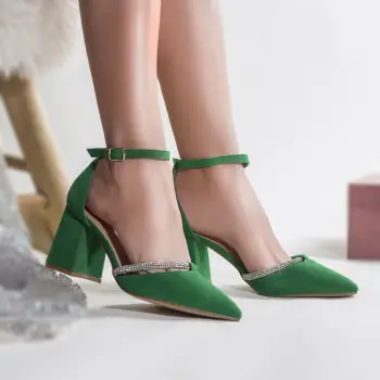 Pantofi dama piele eco intoarsa verde roya imagine